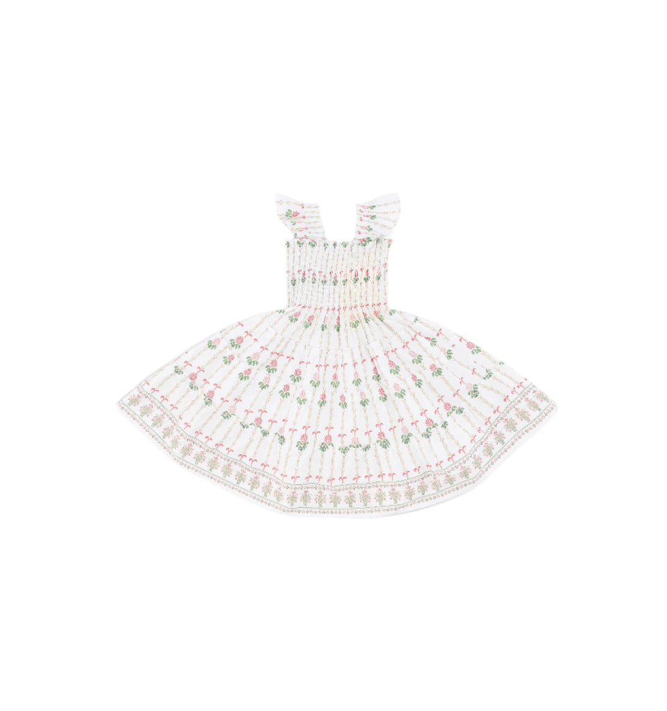 The Baby Ellie Nap Dress in White Trailing Fern