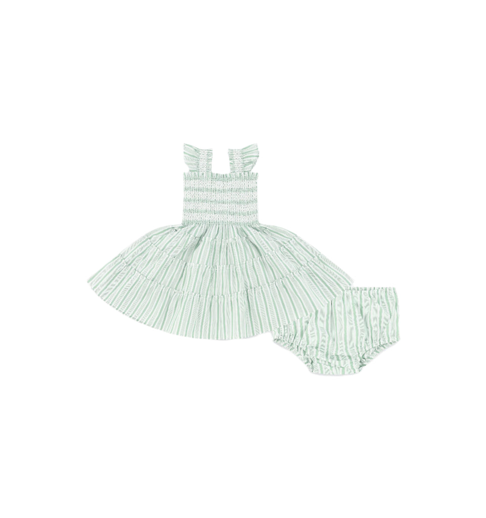 The Baby Ellie Nap Dress in Apple Green Stripe
