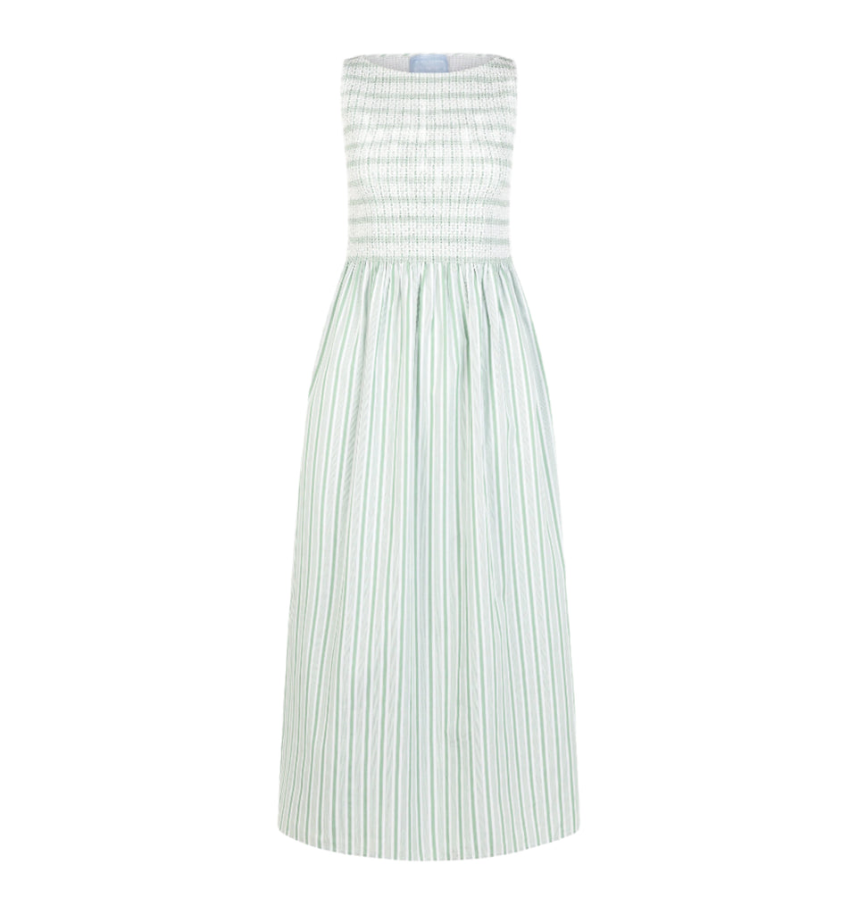 The Cosima Nap Dress in Apple Green Stripe