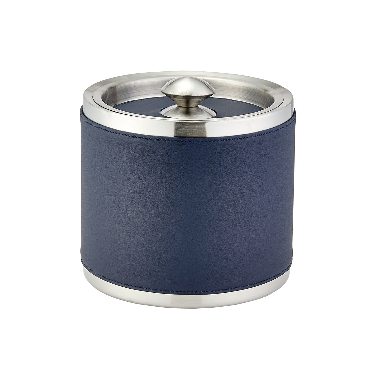 Leather Ice Bucket with Tongs in Blue