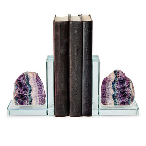 Fluorite Quartz Crystal Bookends, Set of 2