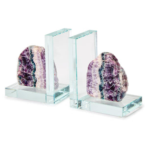 Fluorite Quartz Crystal Bookends, Set of 2