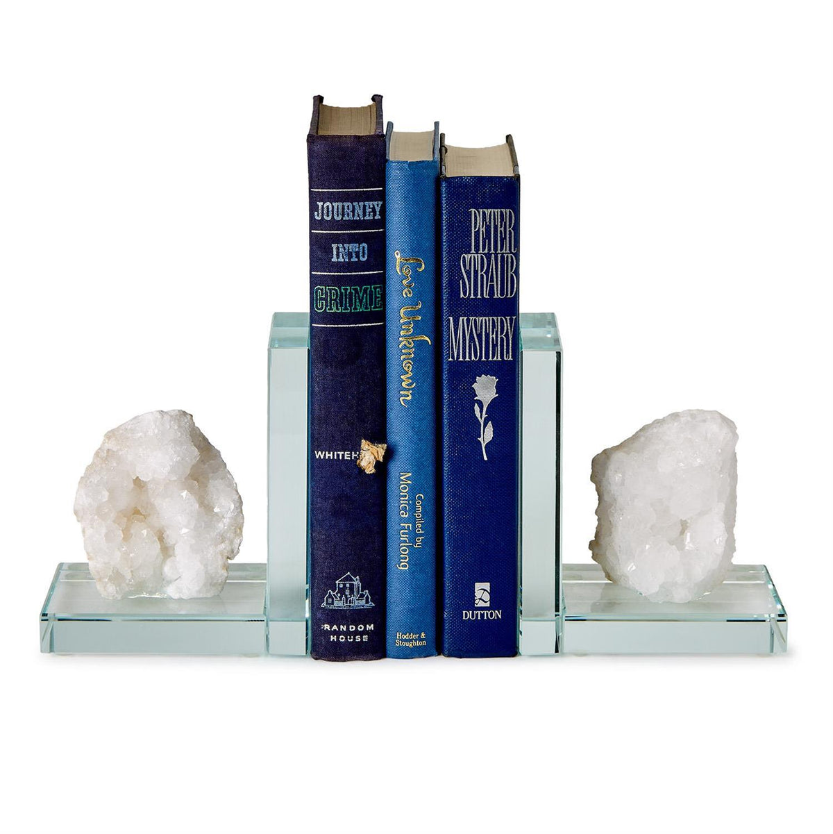 White Quartz Crystal Bookends, Set of 2