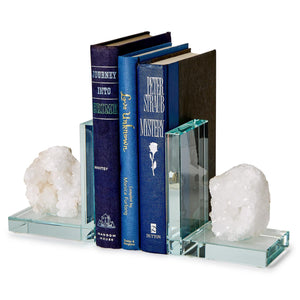 White Quartz Crystal Bookends, Set of 2