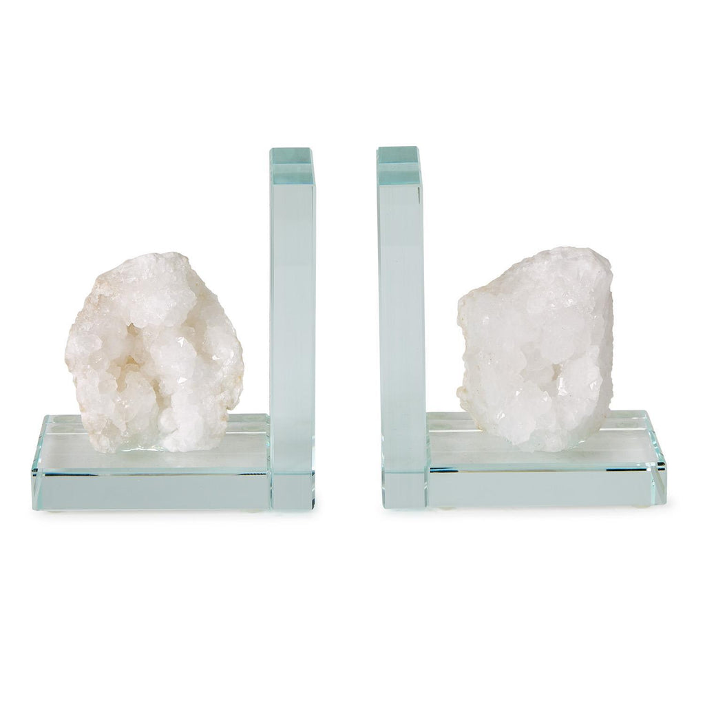 White Quartz Crystal Bookends, Set of 2