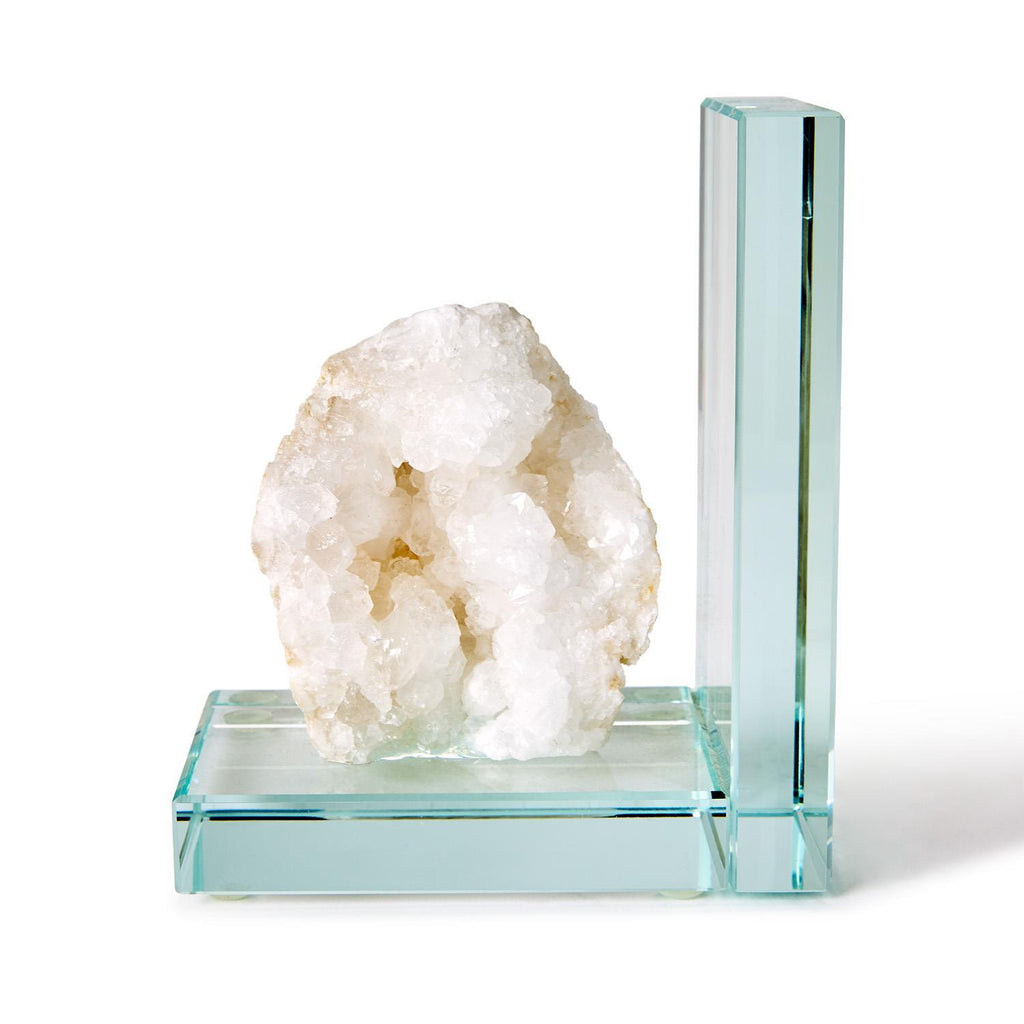 White Quartz Crystal Bookends, Set of 2