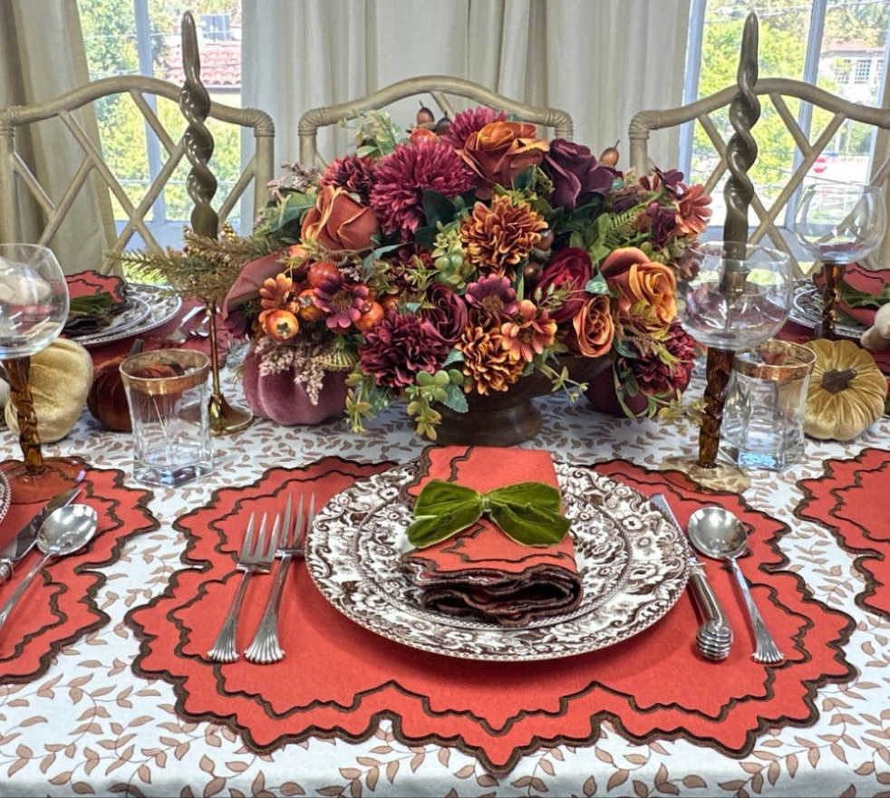 Whitley Placemat Pumpkin and Cocoa, Set of 4