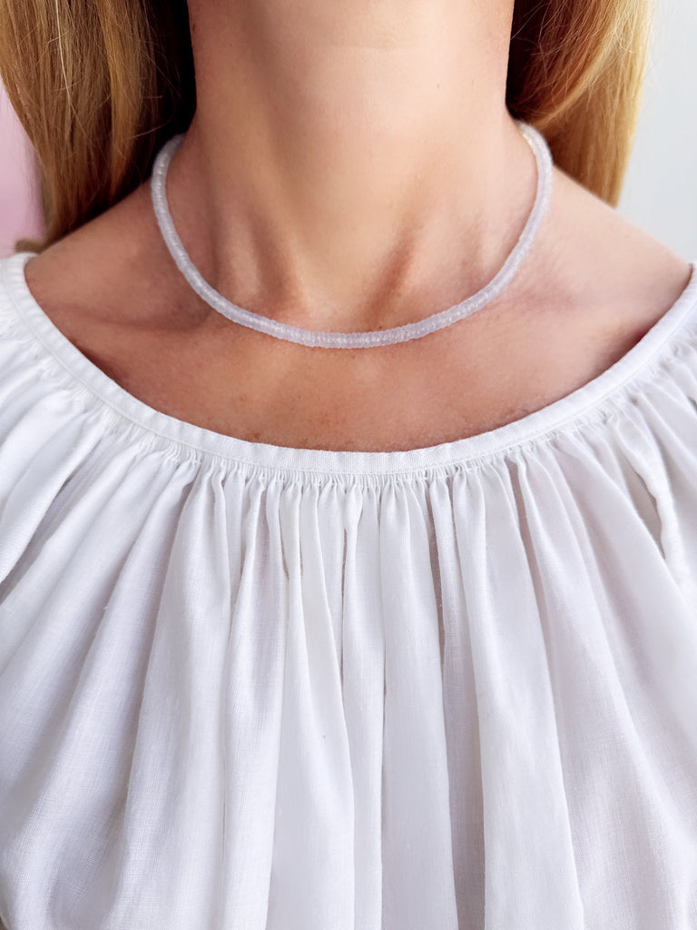 Lavender Chalcedony Heishi Necklace