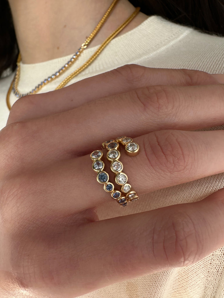 Sapphire Ombré Open Wave Ring