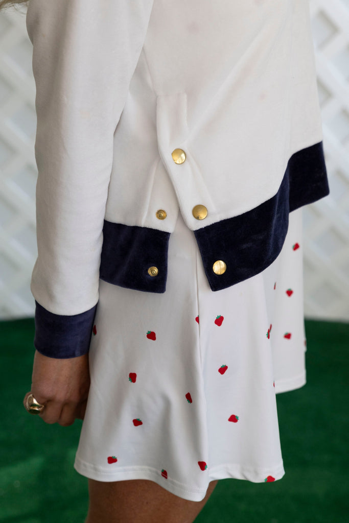 Farrah Pullover in White with Navy Trim