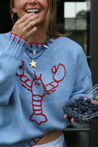 Indigo Beaded Star Necklace