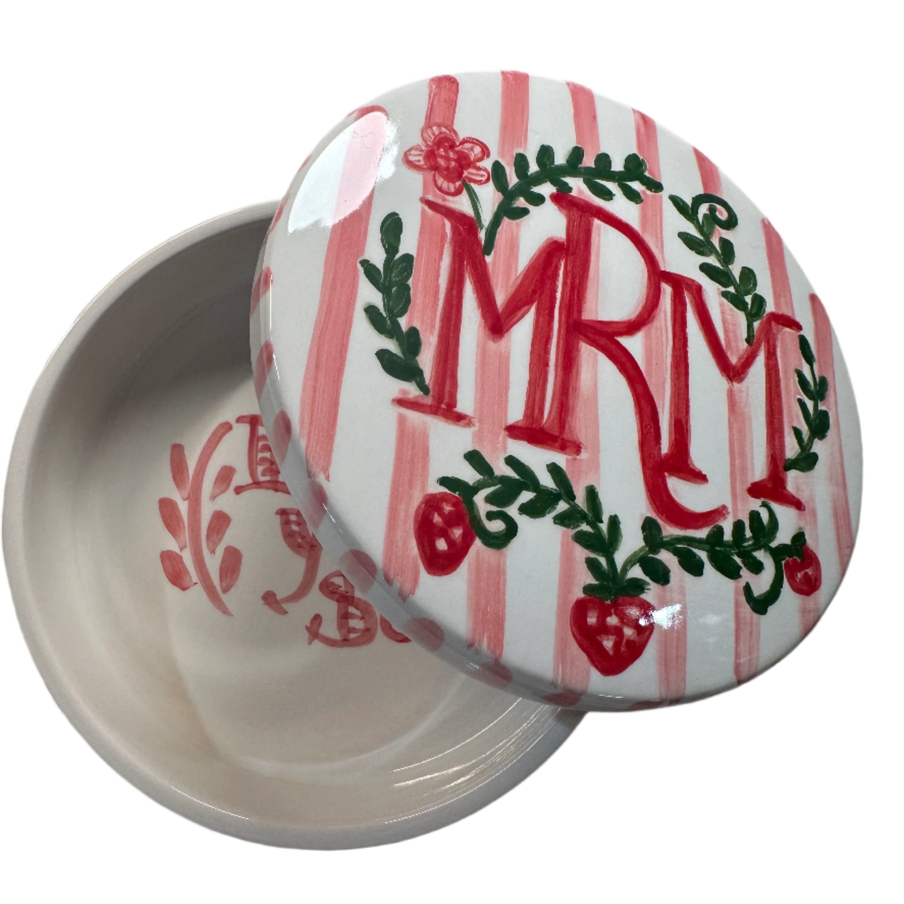 Round Keepsake Box (Stripes and Strawberries) - Premium  from Tricia Lowenfield Design