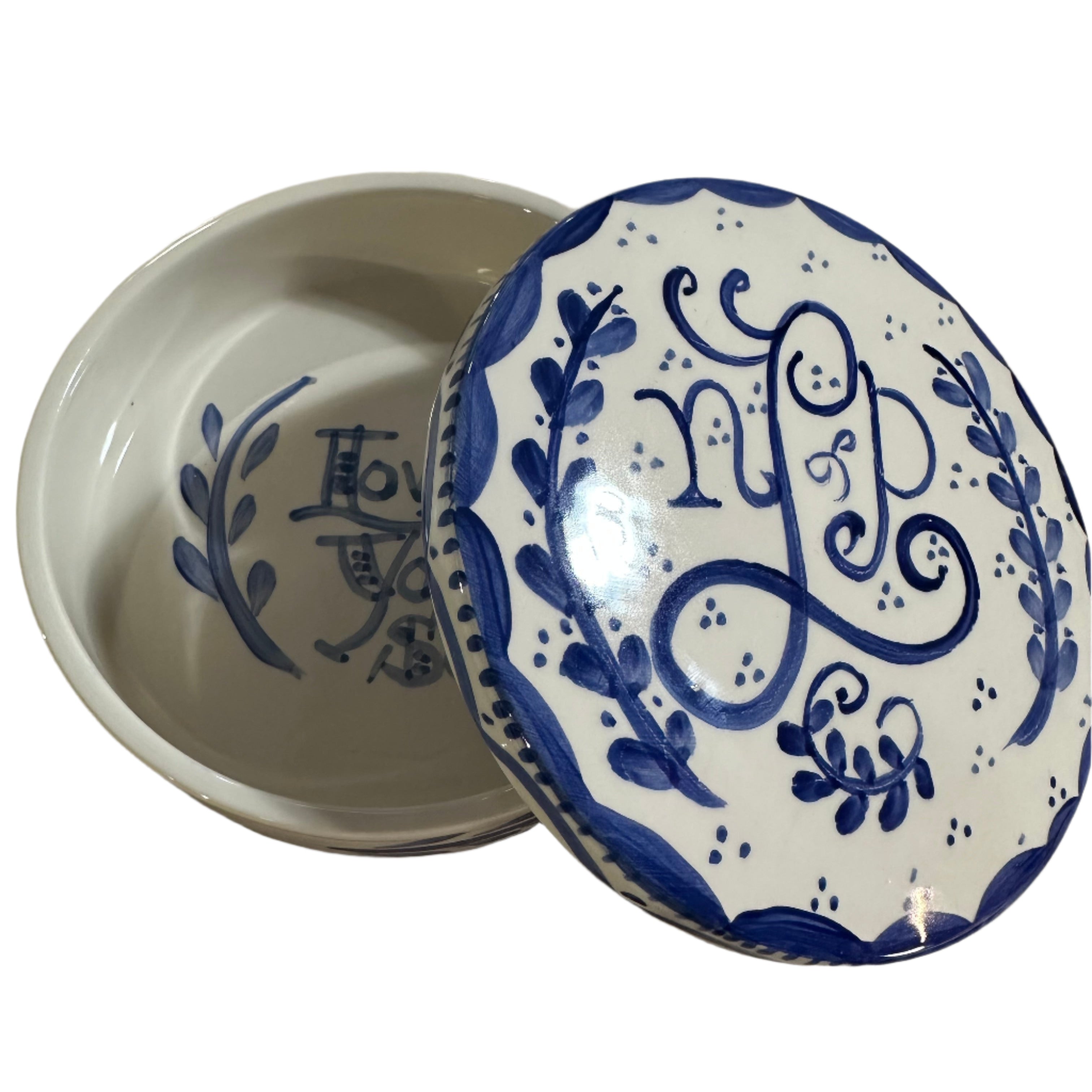 Round Keepsake Box (Blue and White) - Premium  from Tricia Lowenfield Design