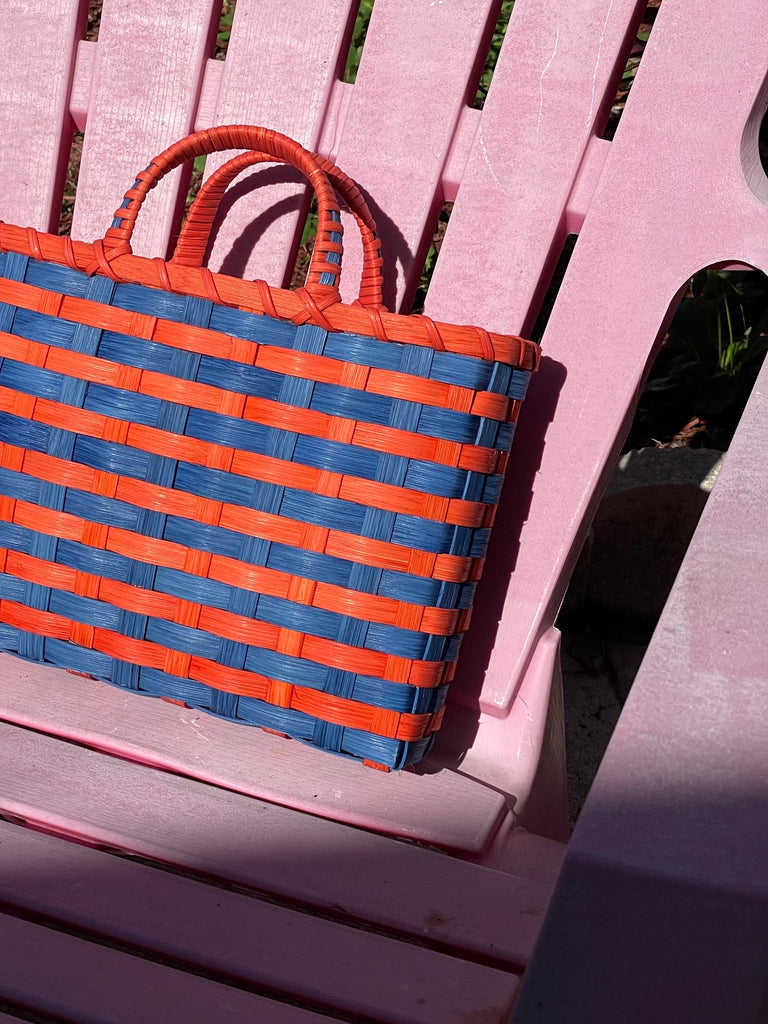Retro-Travel Tote in Royal Blue & Tiger Lily