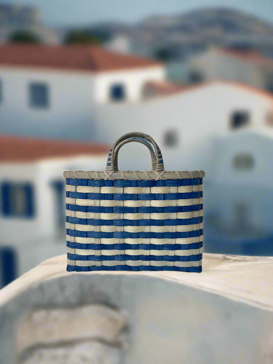 Retro-Travel Tote in Royal Blue & Grey