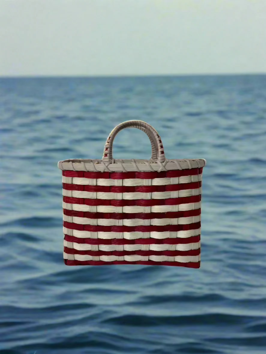 Retro-Travel Tote in Maroon & Grey
