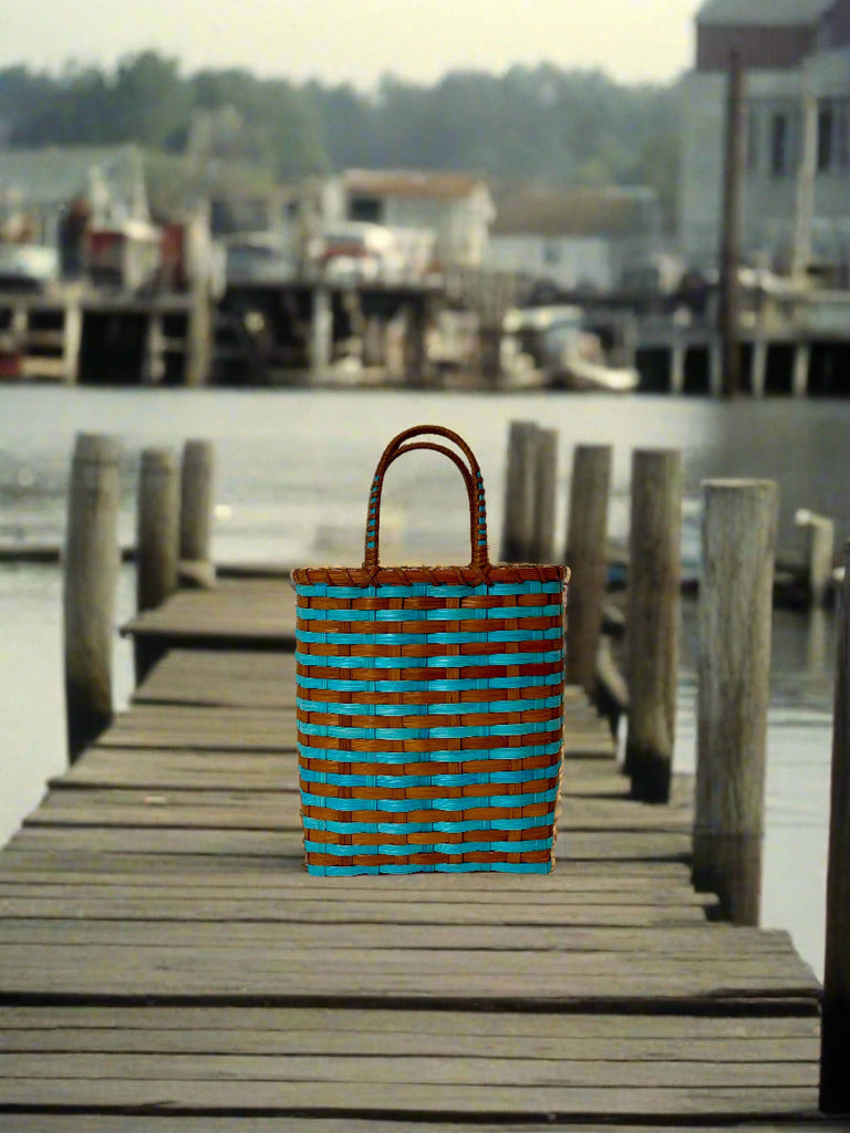 Retro-Travel Bucket in Sea Glass & Rust