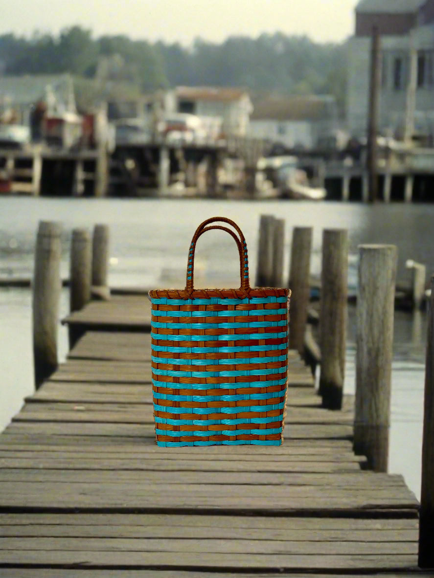 Retro-Travel Bucket in Sea Glass & Rust