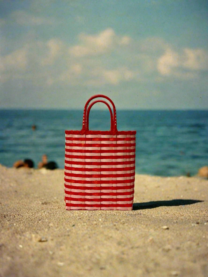 Retro-Travel Bucket in Tiger Lily & Scarlet
