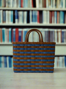 Retro-Travel Tote in Blue & Brown
