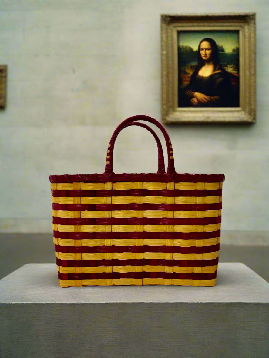Retro-Travel Tote in Maroon & Yellow