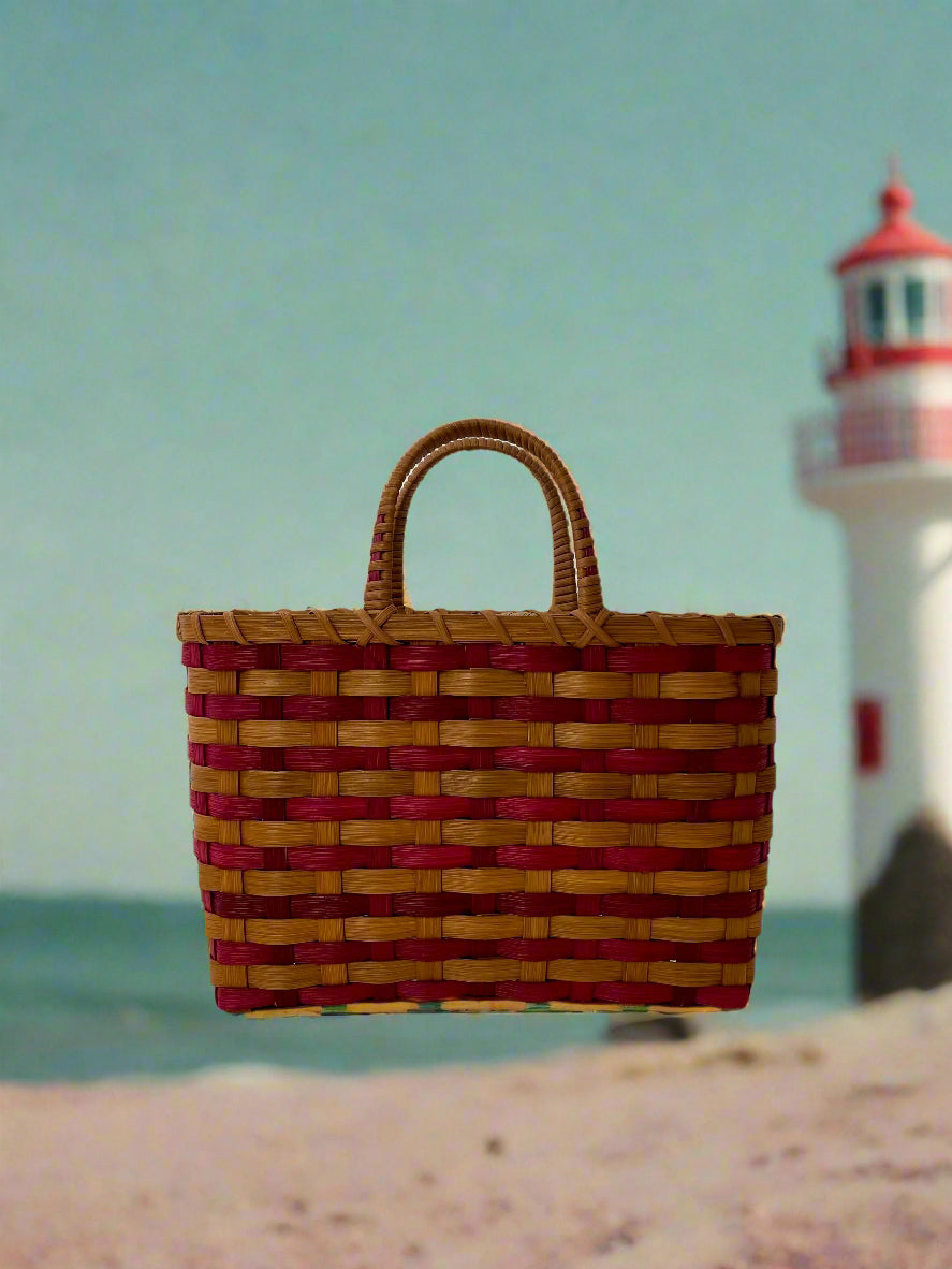 Retro-Travel Tote in Burgundy & Brown