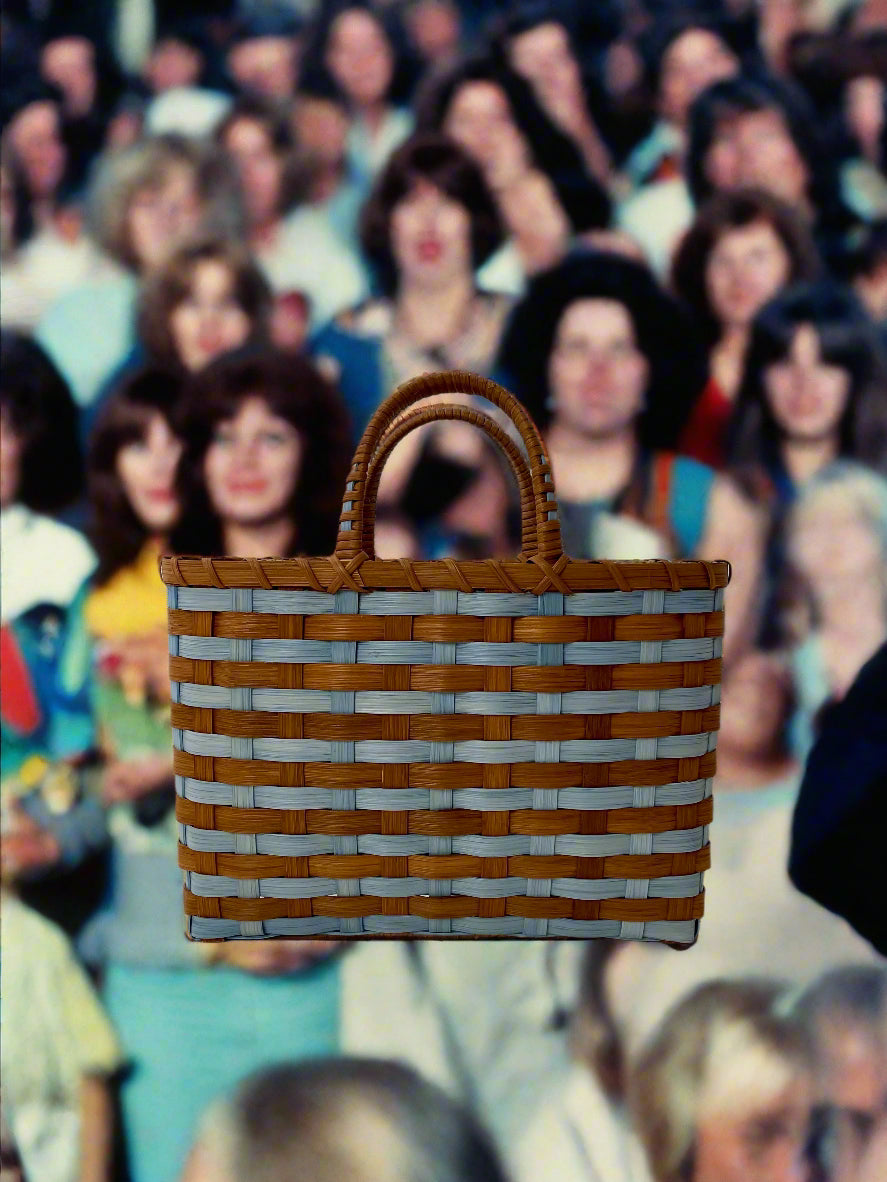 Retro-Travel Tote in Vintage Blue & Brown