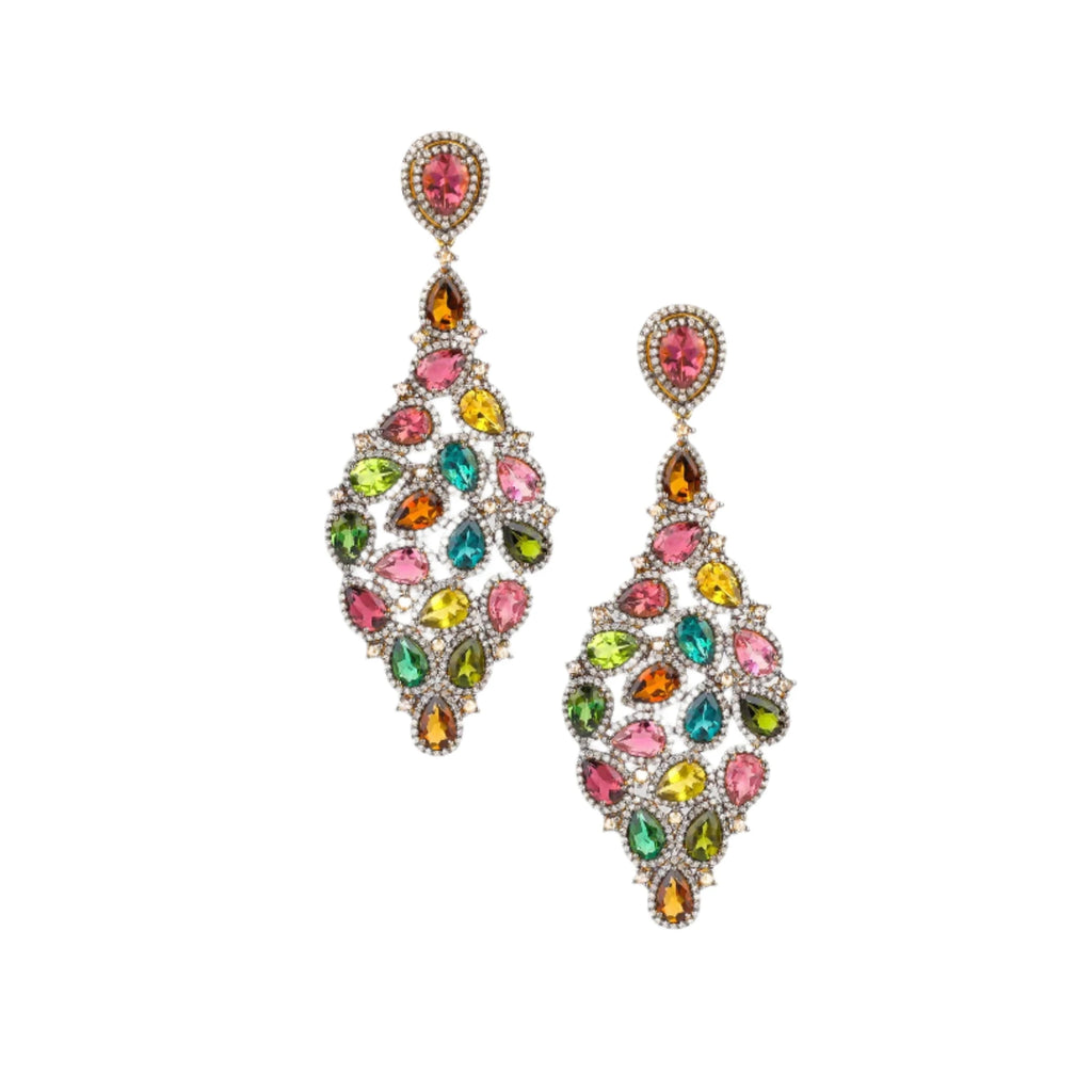 Rohan Diamond Multicolor Tourmaline Earrings