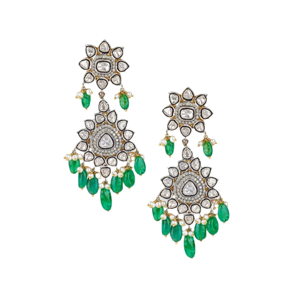 Ananya Diamond and Emerald Earrings