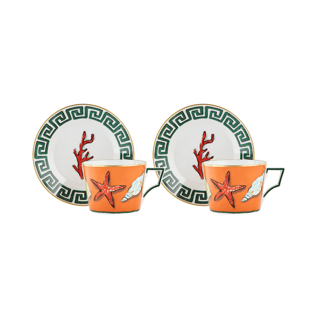Il Viaggio Di Nettuno Tea Cups and Saucers, Set of 2