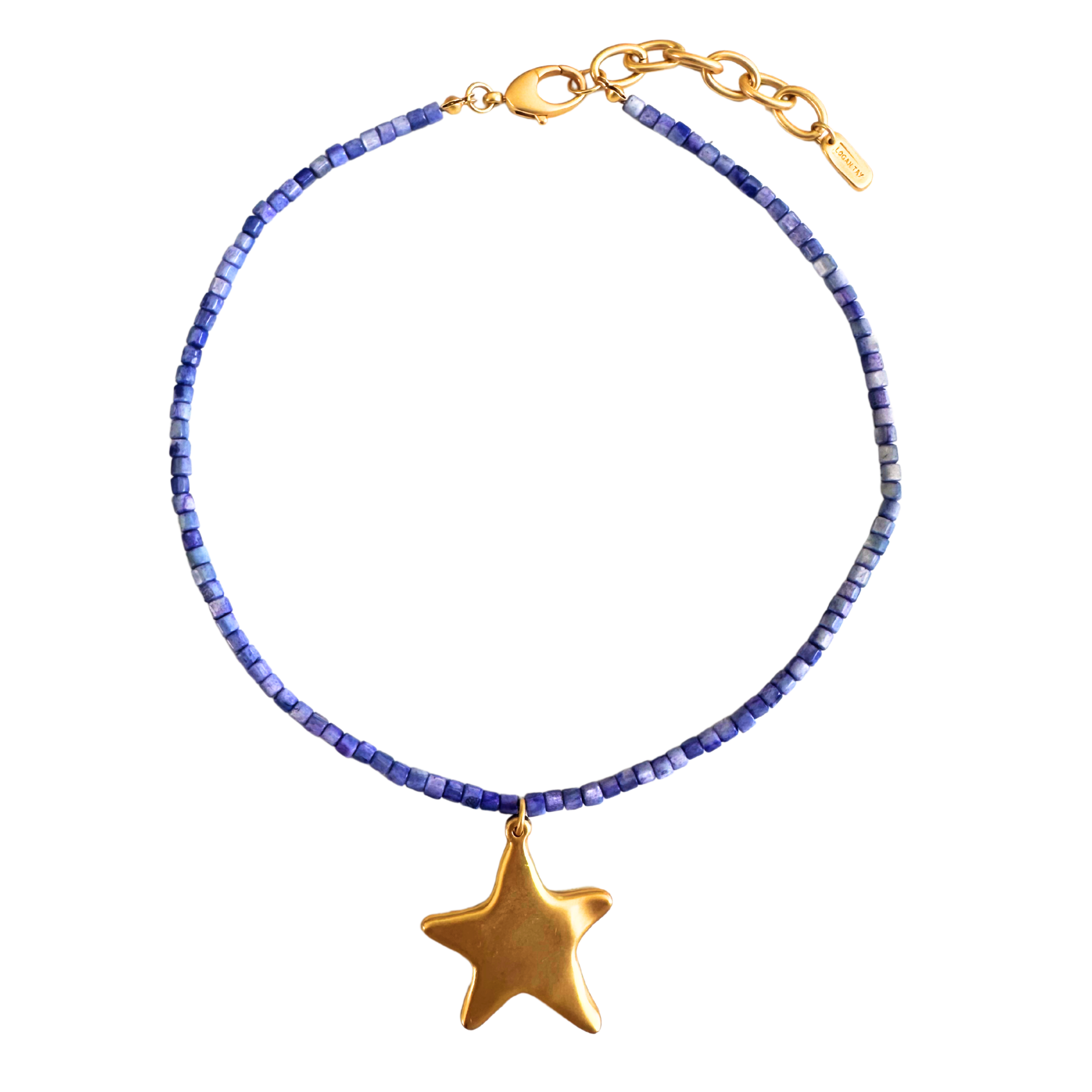 Indigo Beaded Star Necklace