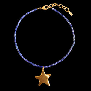 Indigo Beaded Star Necklace