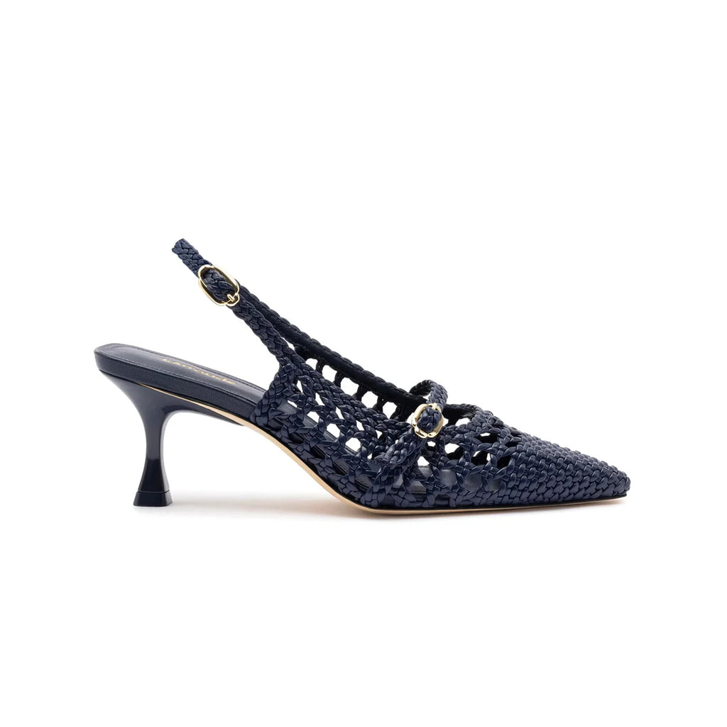 Ines Macrame Pump in Navy Leather