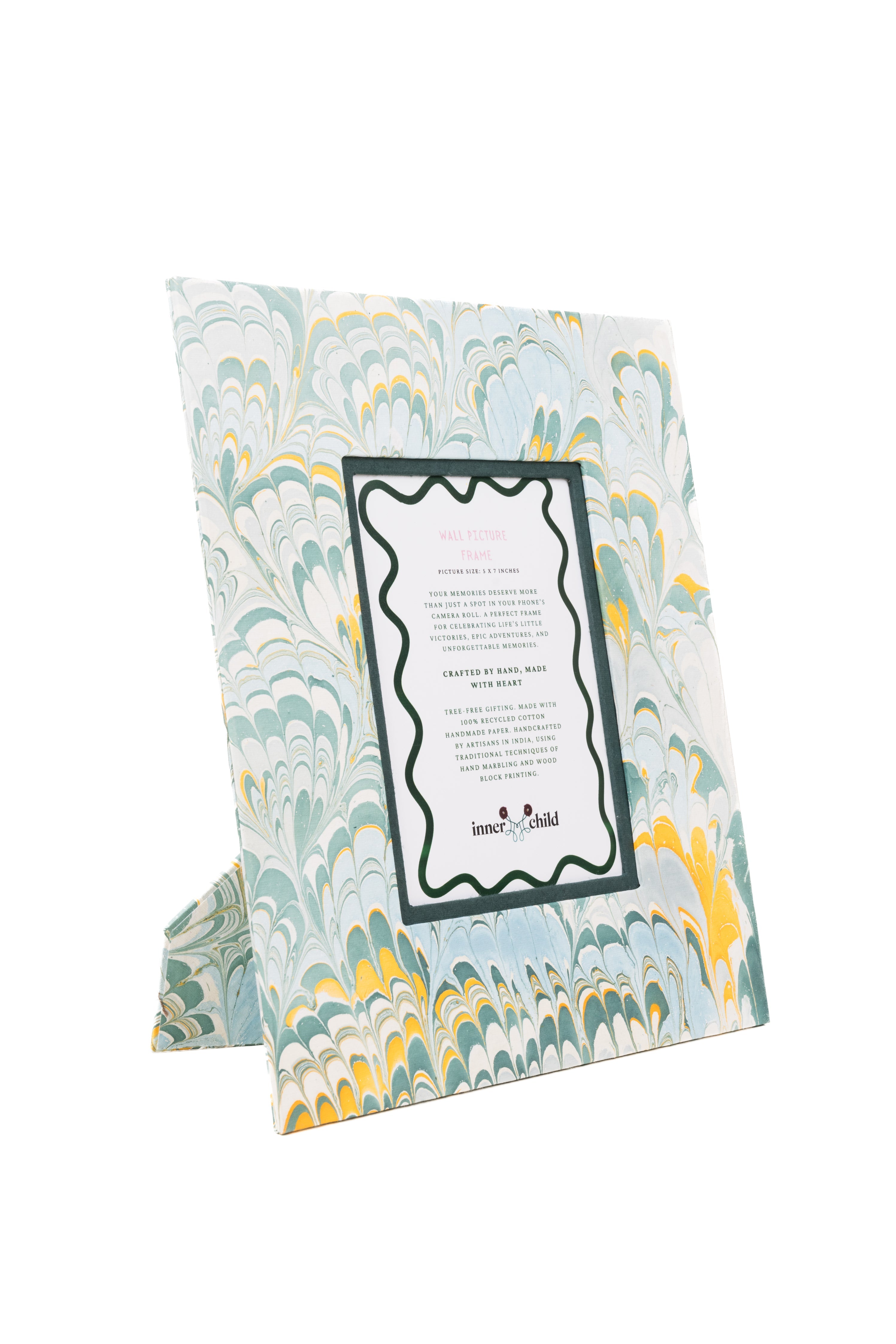 Hand-Marbled Large Wall Picture Frame 5x7 in Blue