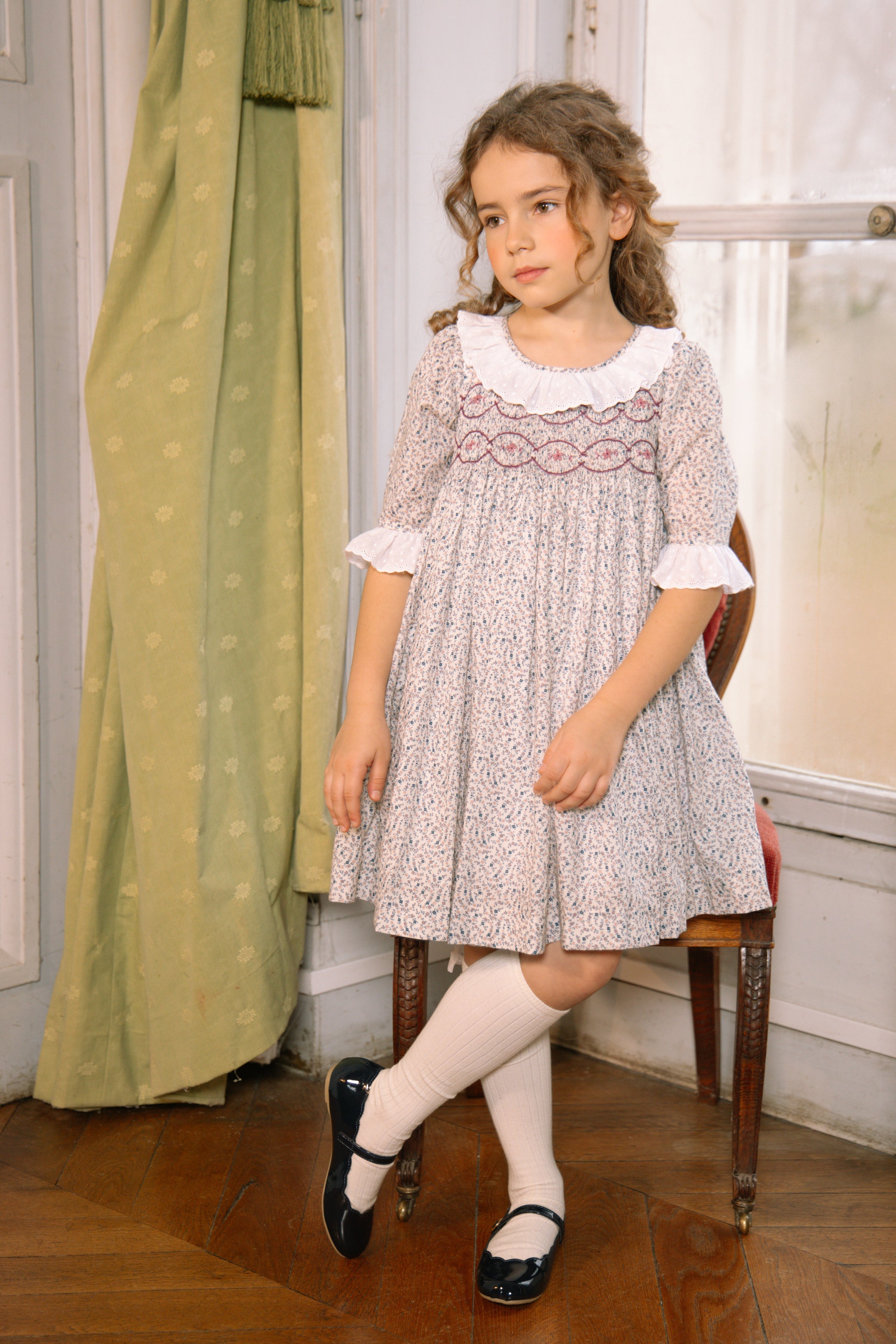 Isadora Floral Long Sleeve Smocked Dress