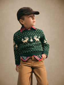 Reindeer-Intarsia Cotton-Blend Sweater
