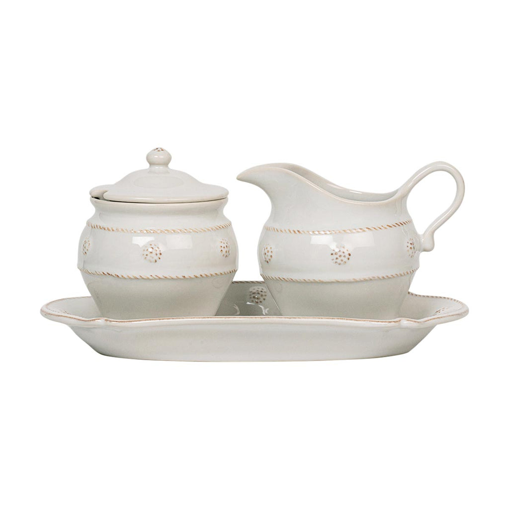 Berry & Thread Sugar and Creamer Whitewash, Set of 3
