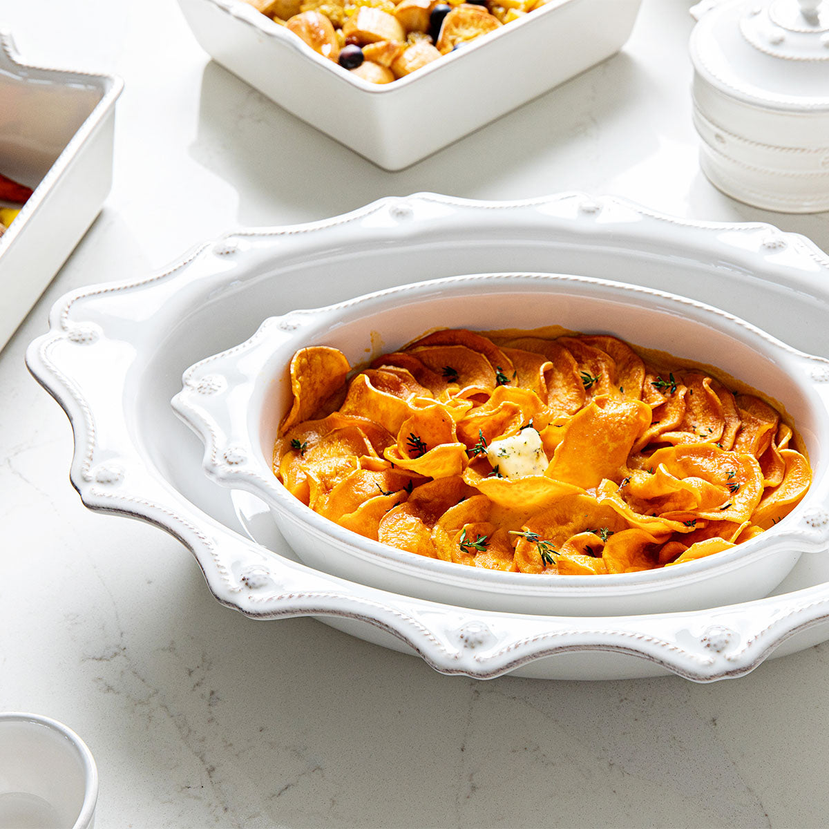 Berry & Thread Oval Baker in Whitewash, Set of 2