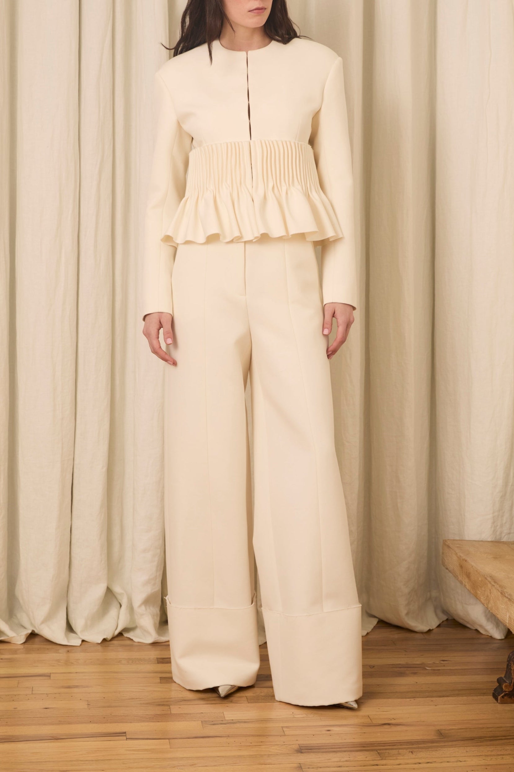 Jane Peplum Blazer in Wool & Cotton