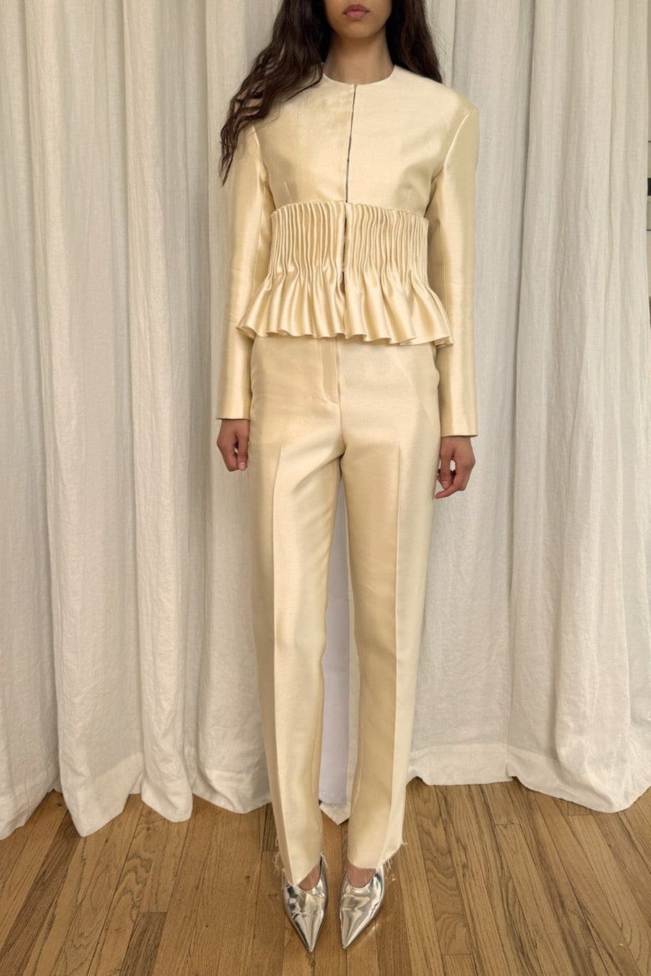 Jane Peplum Blazer in Silk & Wool