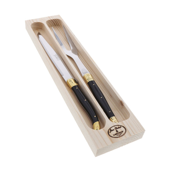Carving Set in Black & Brass