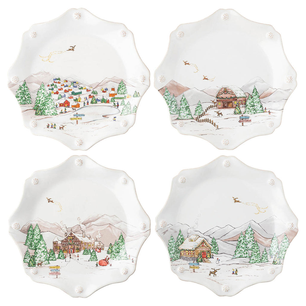 Berry & Thread North Pole Dessert/Salad Plate Assorted, Set of 4