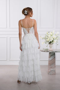 The Juniper Dress in White Chantilly Lace