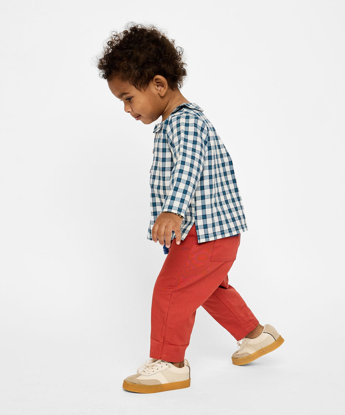 Jefferson Baby Shirt in Blue Picnic Check