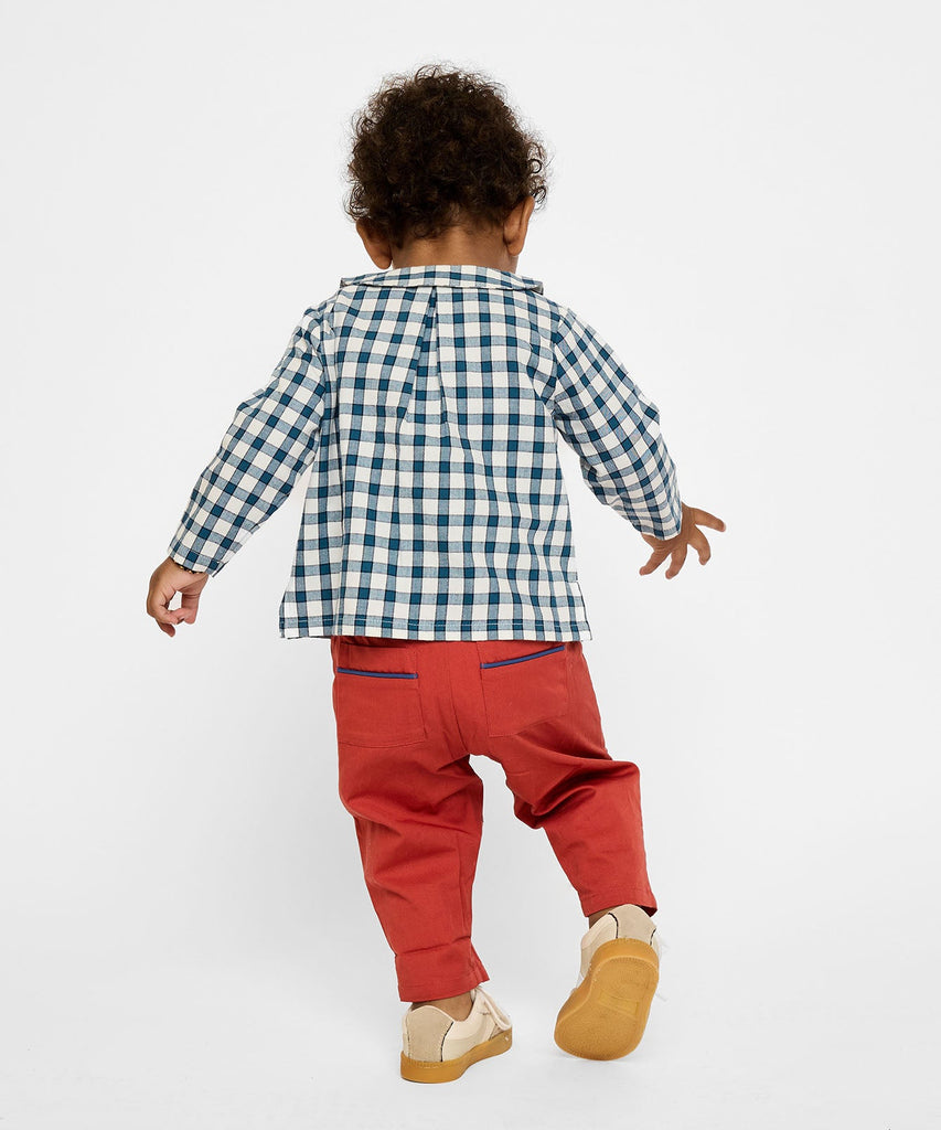 Jefferson Baby Shirt in Blue Picnic Check