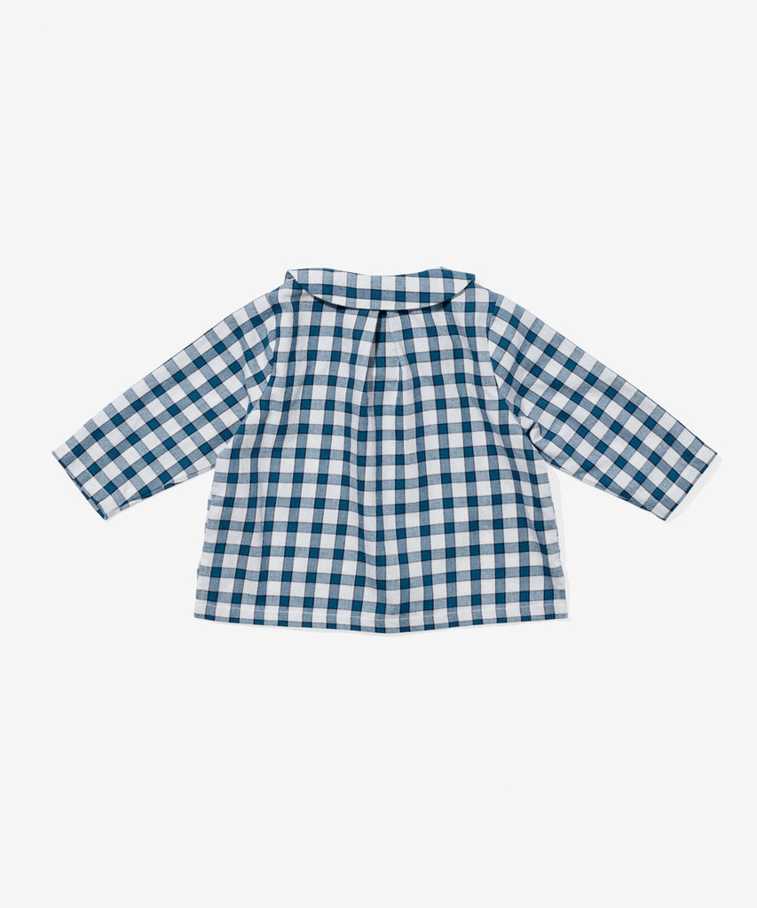 Jefferson Baby Shirt in Blue Picnic Check