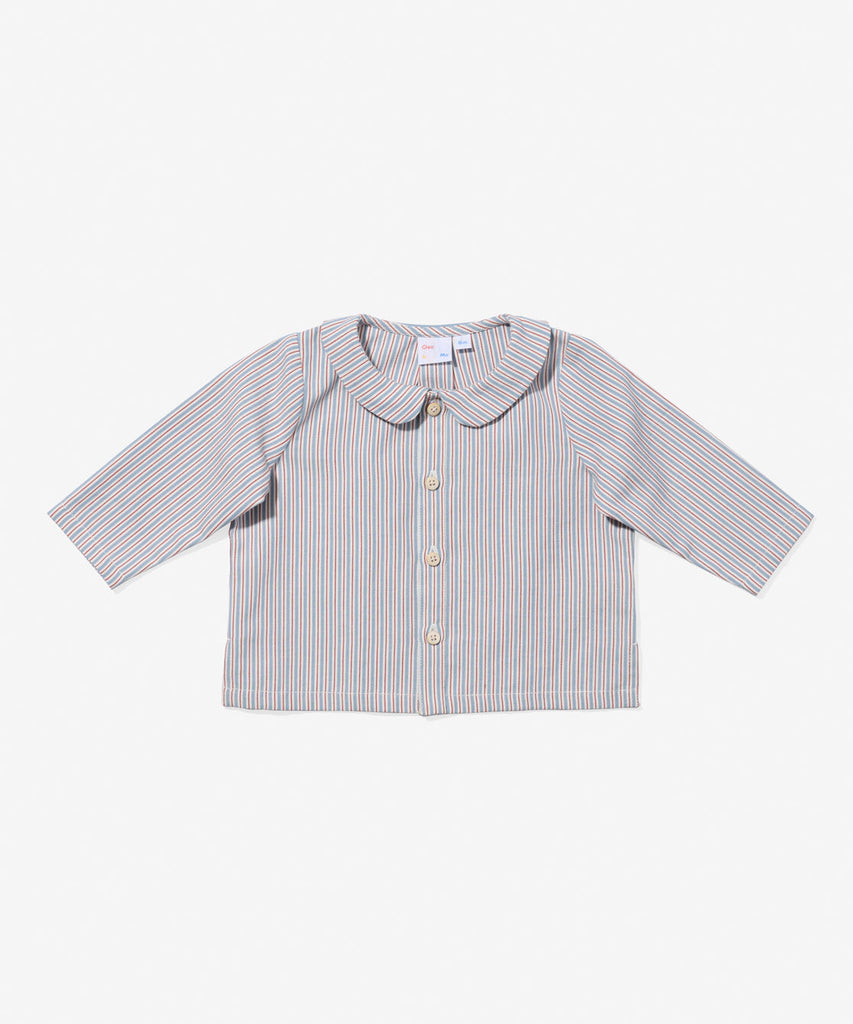 Jefferson Baby Shirt in Indigo Linen Stripe