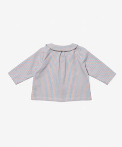 Jefferson Baby Shirt in Indigo Linen Stripe