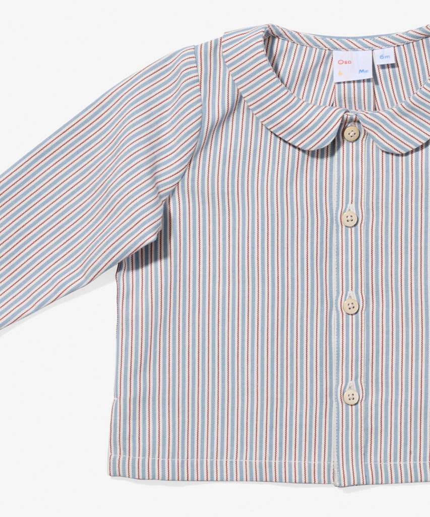 Jefferson Baby Shirt in Indigo Linen Stripe