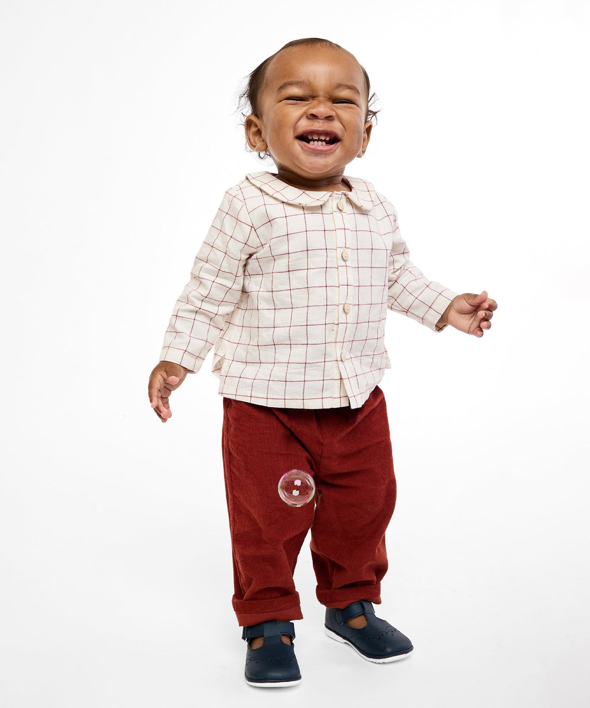 Jefferson Baby Shirt in Pomegranate Plaid
